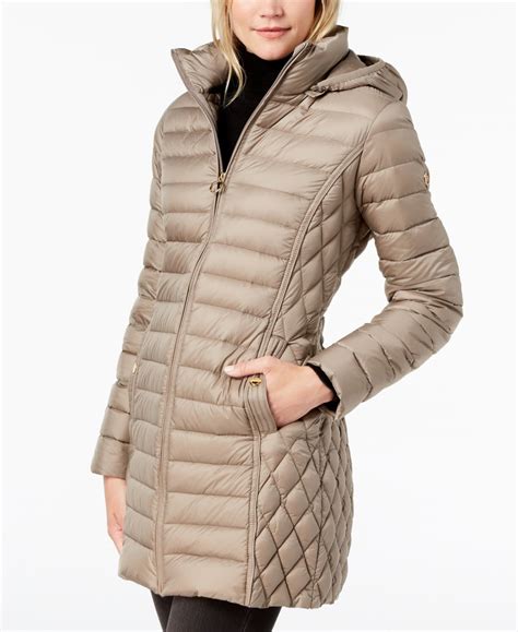 michael kors packable down puffer coat macy's|Michael Kors navy puffer coat.